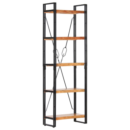 Libreria a 5 Ripiani 60x30x180 cm in Legno Massello di Acacia | homemem39
