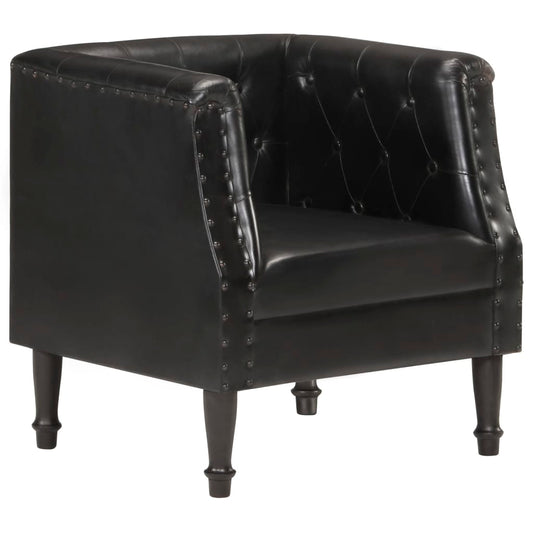 Black Genuine Leather Armchair