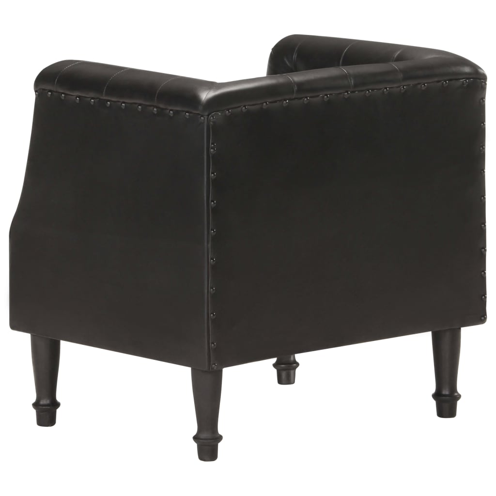 Black Genuine Leather Armchair