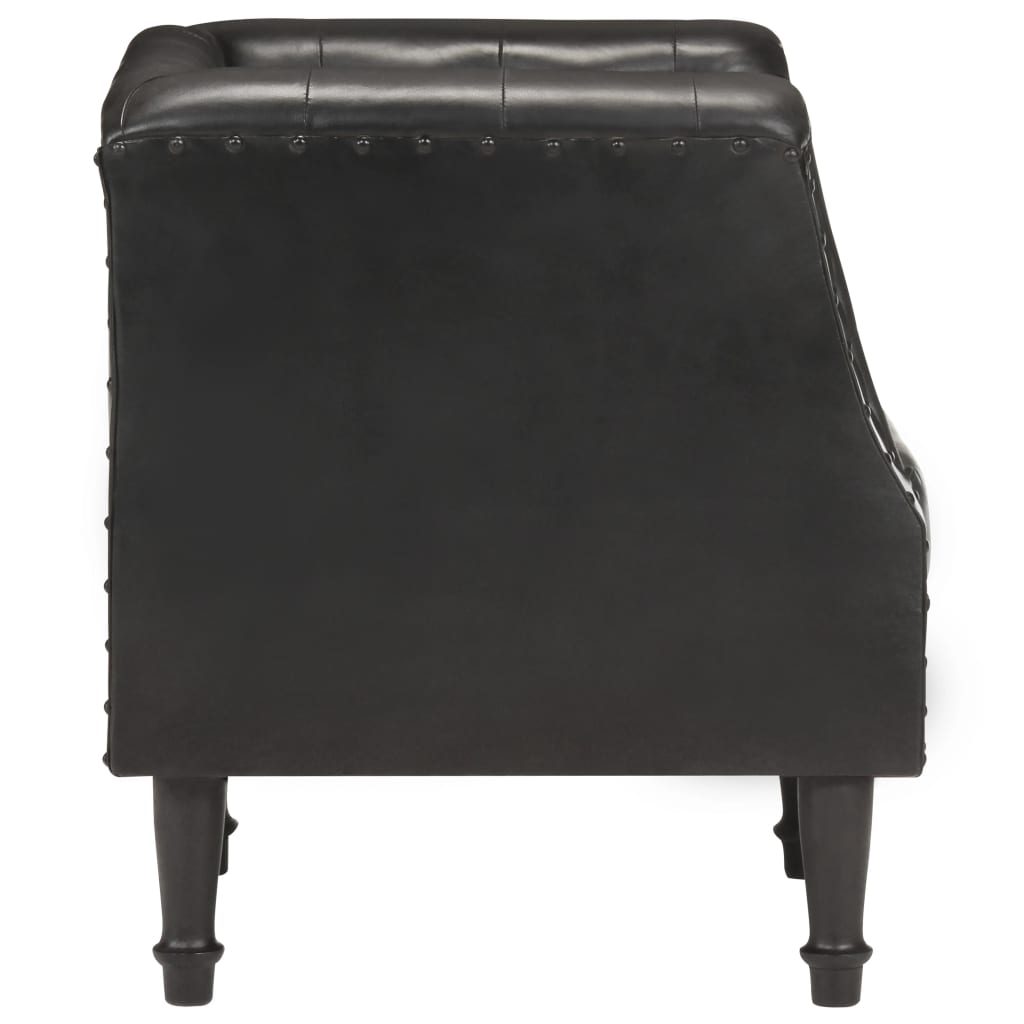 Black Genuine Leather Armchair