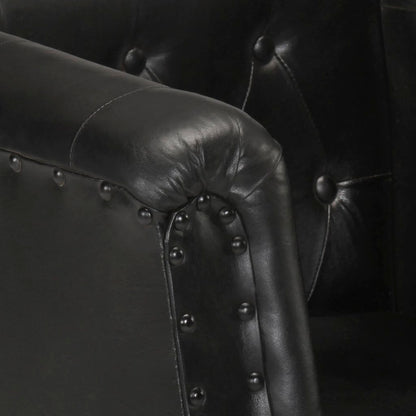 Black Genuine Leather Armchair