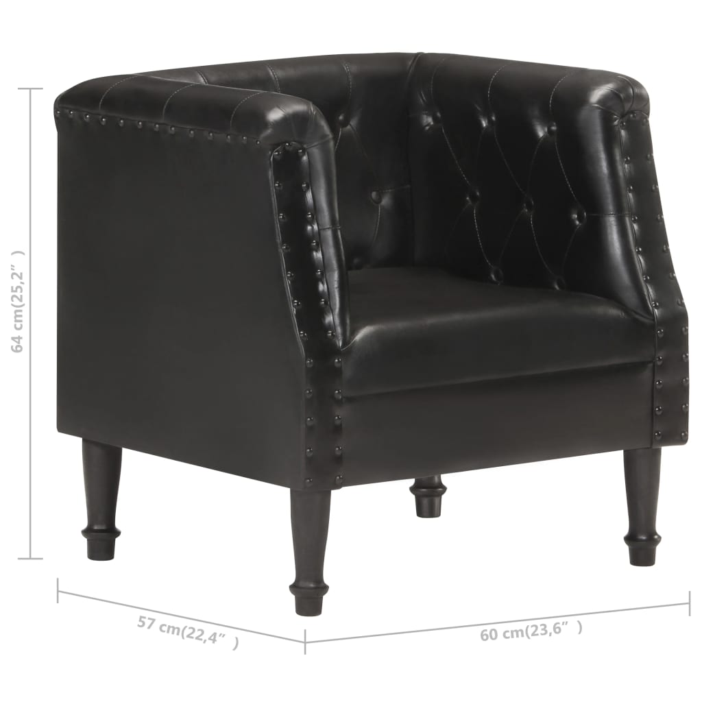 Black Genuine Leather Armchair