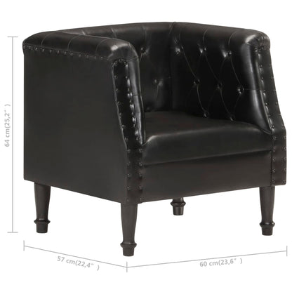 Black Genuine Leather Armchair