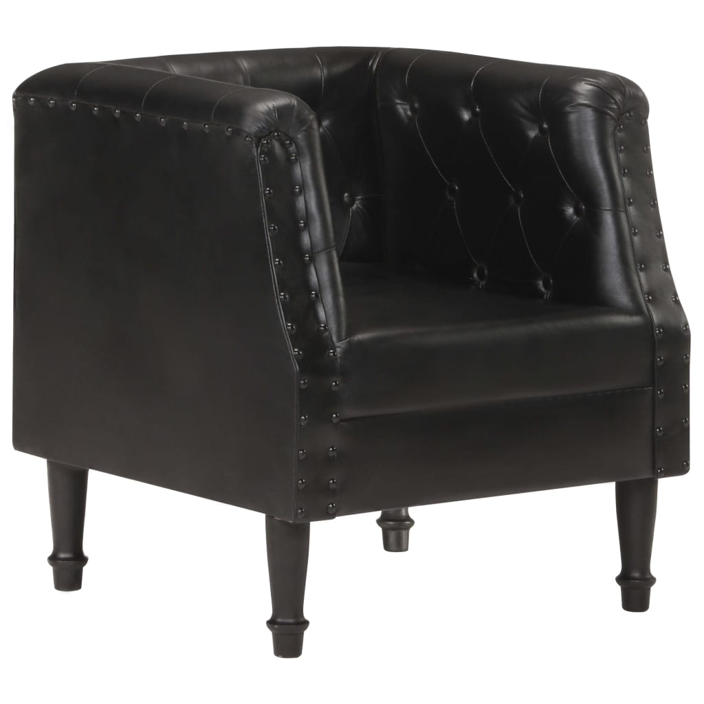 Black Genuine Leather Armchair