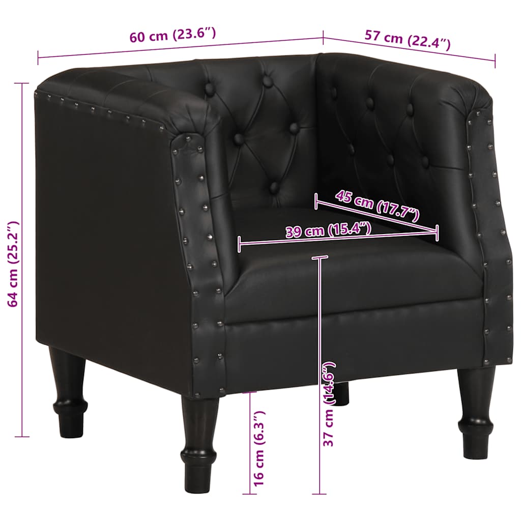 Poltrona Nera in Vera Pelle