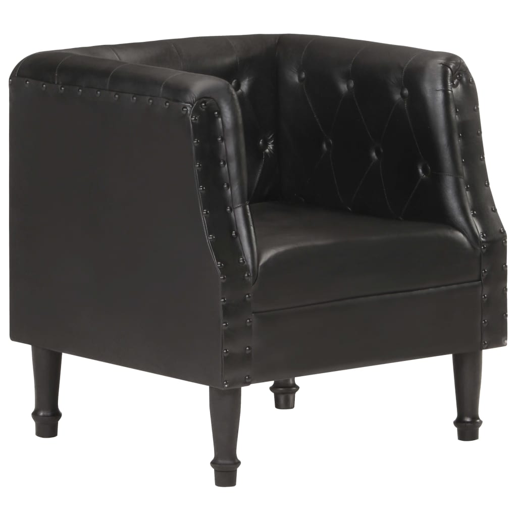 Black Genuine Leather Armchair