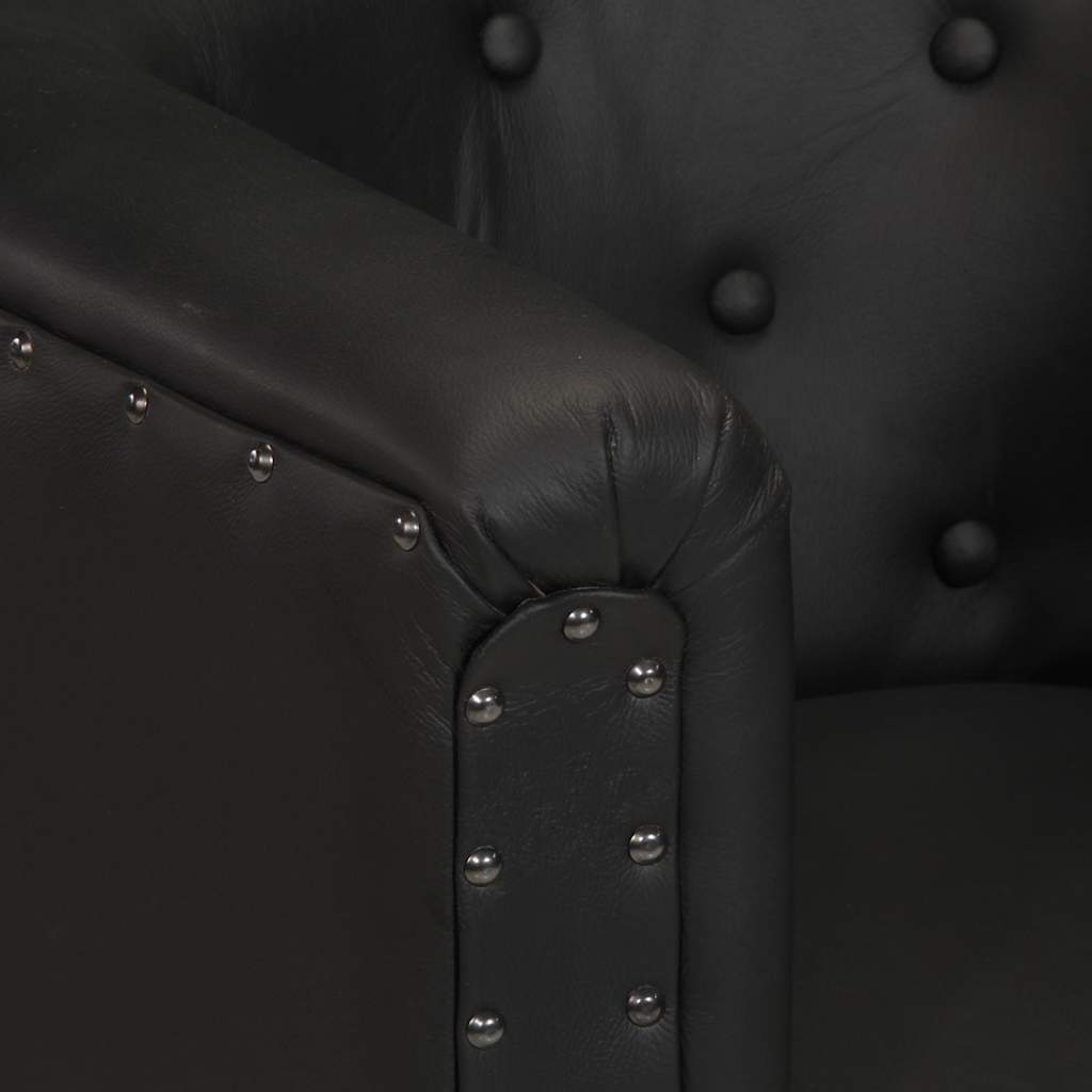 Poltrona Cabriolet Nera in Vera Pelle