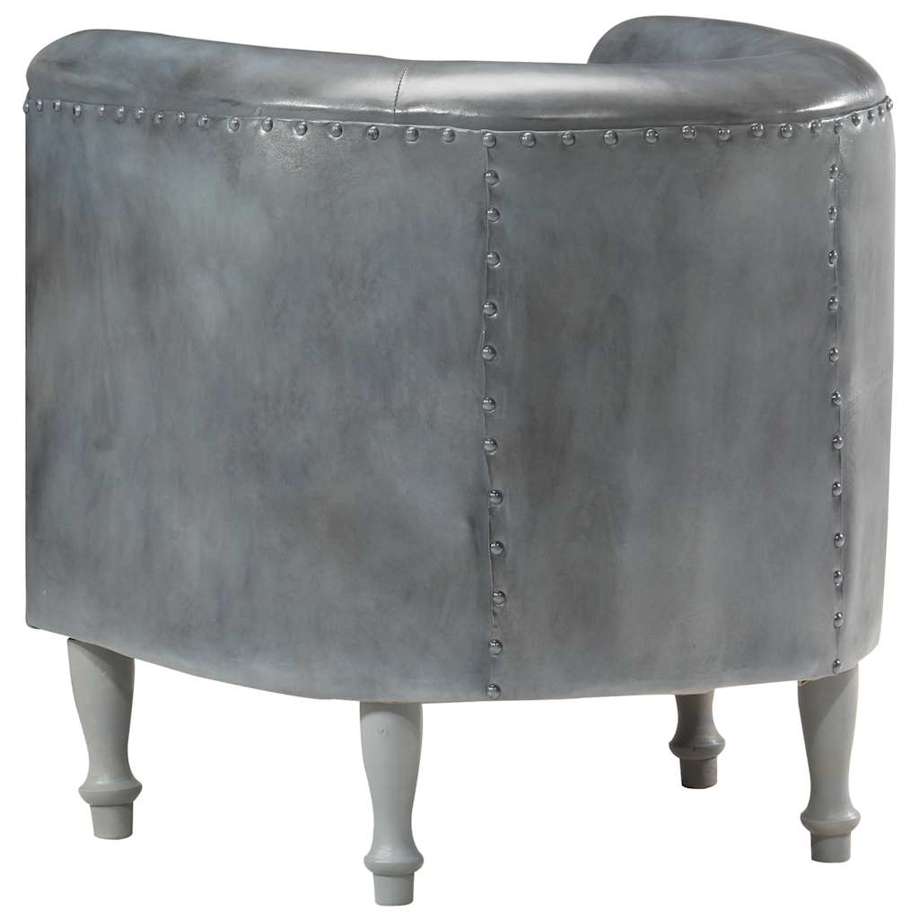 Poltrona Cabriolet Grigia in Vera Pelle