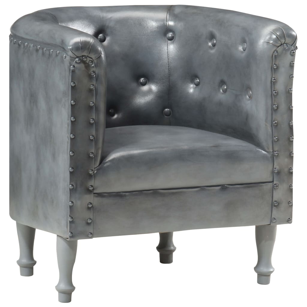 Poltrona Cabriolet Grigia in Vera Pelle