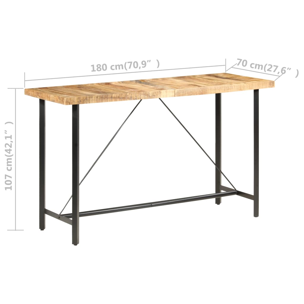 Tavolo da Bar 180x70x107 cm in Legno Ruvido di Mango - homemem39