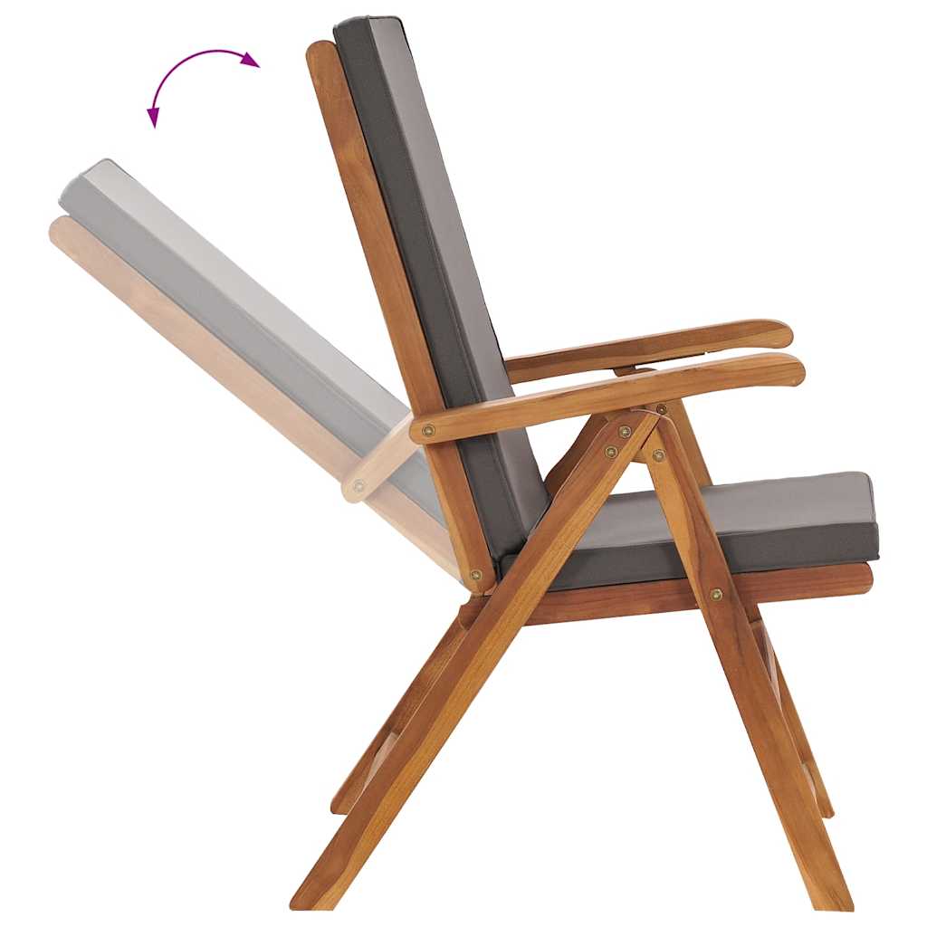 Sedie da Giardino con Cuscini 2 pz Legno di Teak Grigio