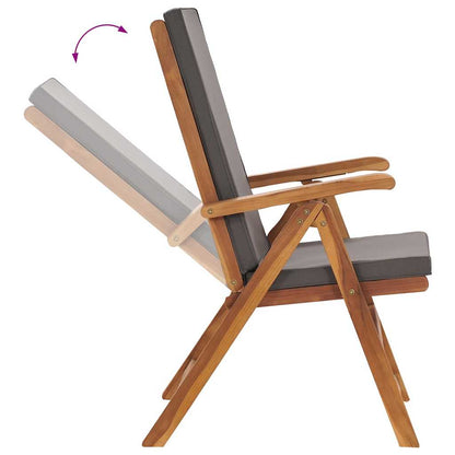 Sedie da Giardino con Cuscini 2 pz Legno di Teak Grigio