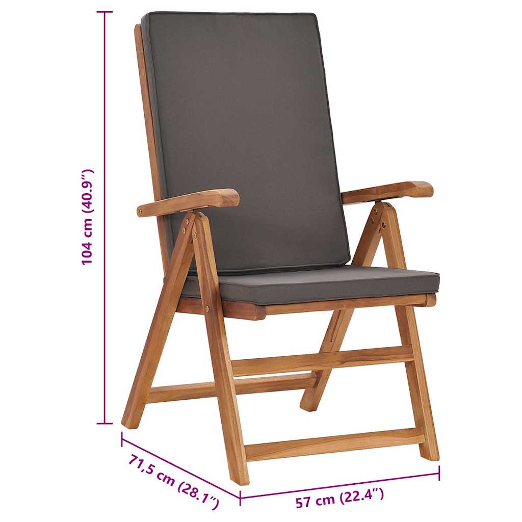 Sedie da Giardino con Cuscini 2 pz Legno di Teak Grigio