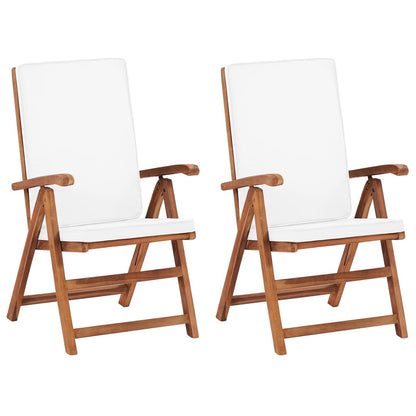 Sedie da Giardino con Cuscini 2 pz Legno Massello di Teak Crema | homemem39
