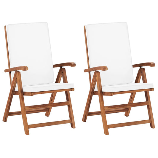 Sedie da Giardino con Cuscini 2 pz Legno Massello di Teak Crema | homemem39