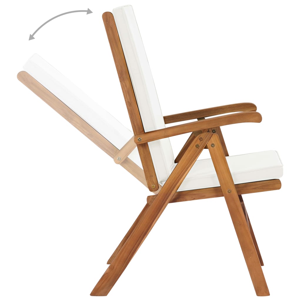 Sedie da Giardino con Cuscini 2 pz Legno Massello di Teak Crema | homemem39