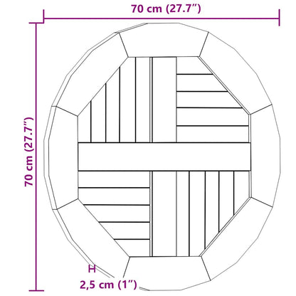 Piano Tavolo in Legno Massello di Teak Rotondo 2,5 cm 70 cm | homemem39