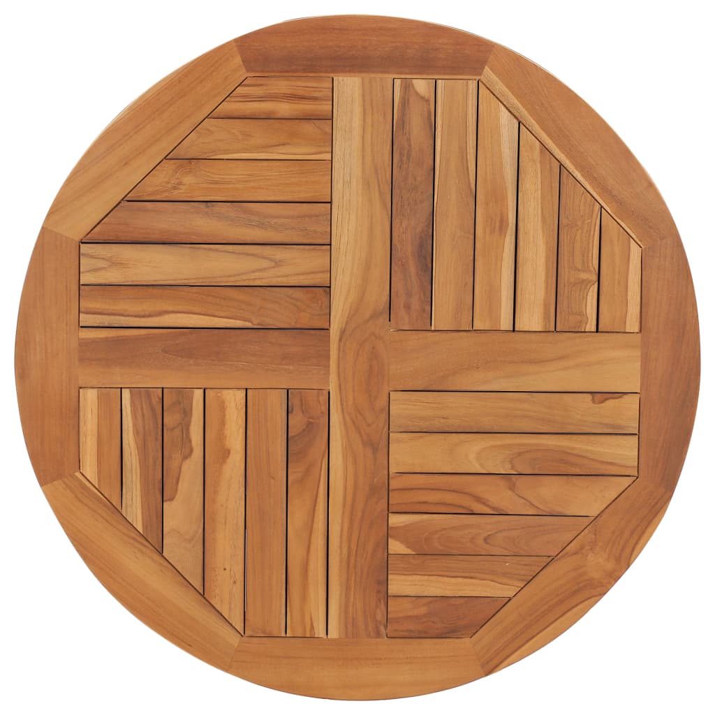 Piano Tavolo in Legno Massello di Teak Rotondo 2,5 cm 80 cm - homemem39