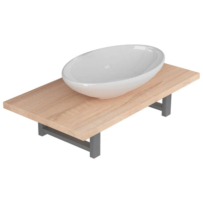 Set Mobili da Bagno 2 pz Ceramica Rovere | homemem39