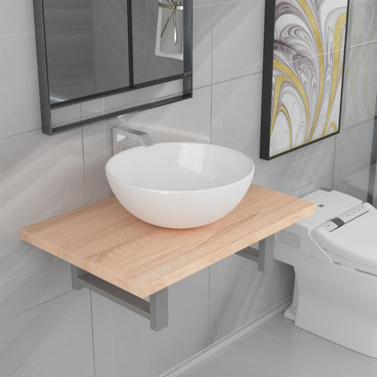 Set Mobili da Bagno 2 pz Ceramica Rovere | homemem39