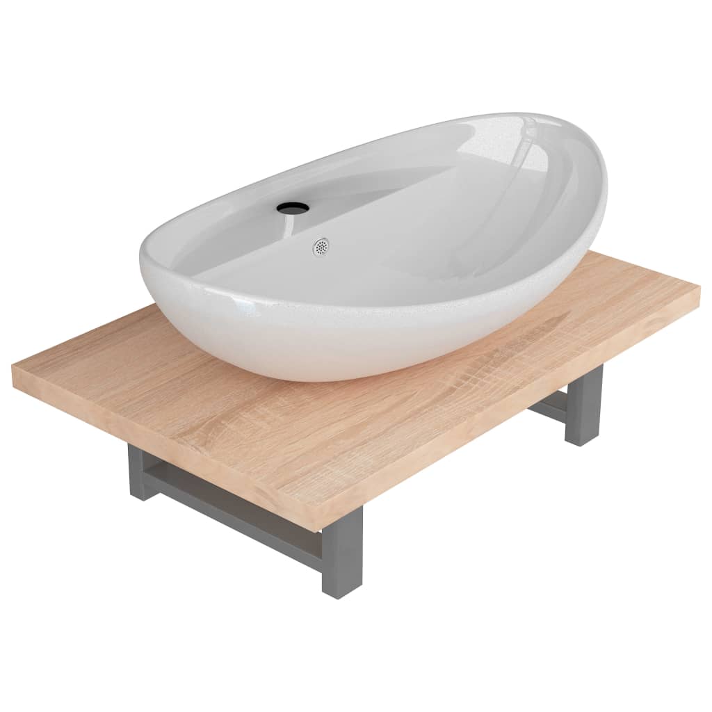 Set Mobili da Bagno 2 pz Ceramica Rovere | homemem39