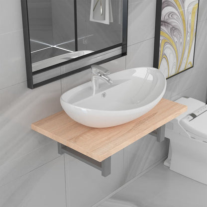 Set Mobili da Bagno 2 pz Ceramica Rovere | homemem39