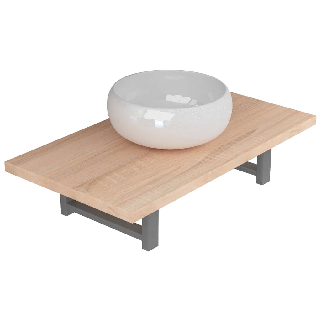 Set Mobili da Bagno 2 pz Ceramica Rovere | homemem39