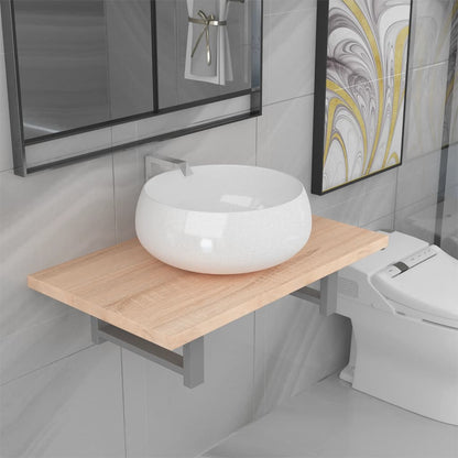 Set Mobili da Bagno 2 pz Ceramica Rovere | homemem39