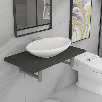 Set Mobili da Bagno 2 pz Ceramica Grigio | homemem39