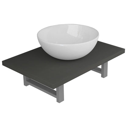 Set Mobili da Bagno 2 pz Ceramica Grigio | homemem39