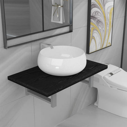 Set Mobili da Bagno 2 pz Ceramica Nero