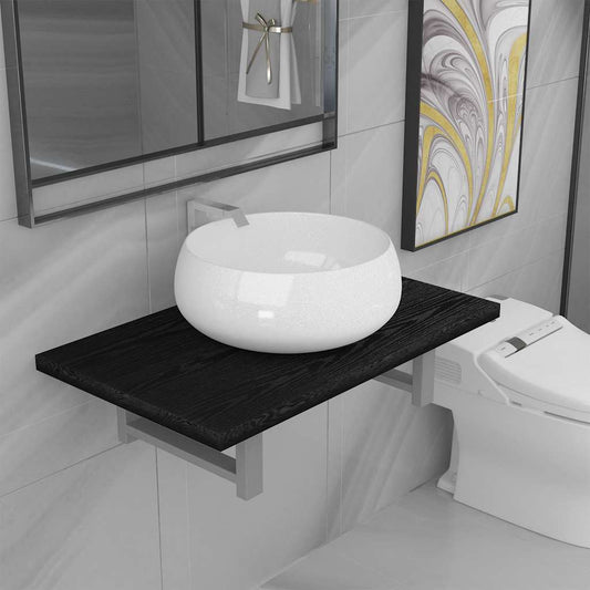 Set Mobili da Bagno 2 pz Ceramica Nero | homemem39