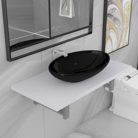 Set Mobili da Bagno 2 pz Ceramica Bianco | homemem39