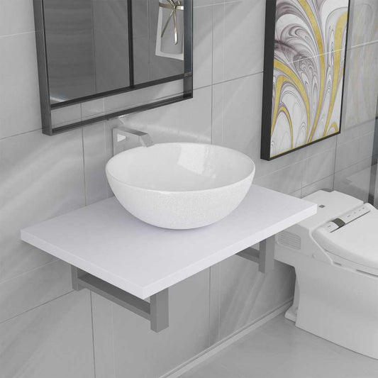 Set Mobili da Bagno 2 pz Ceramica Bianco | homemem39