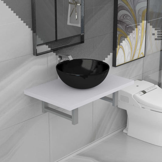 Set Mobili da Bagno 2 pz Ceramica Bianco | homemem39