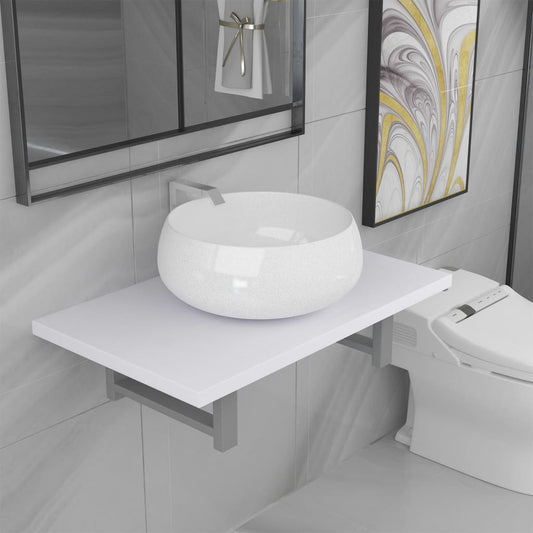 Set Mobili da Bagno 2 pz Ceramica Bianco | homemem39