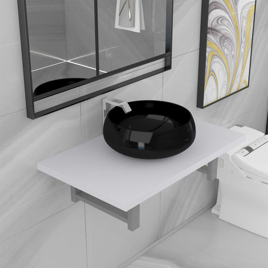 Set Mobili da Bagno 2 pz Ceramica Bianco | homemem39