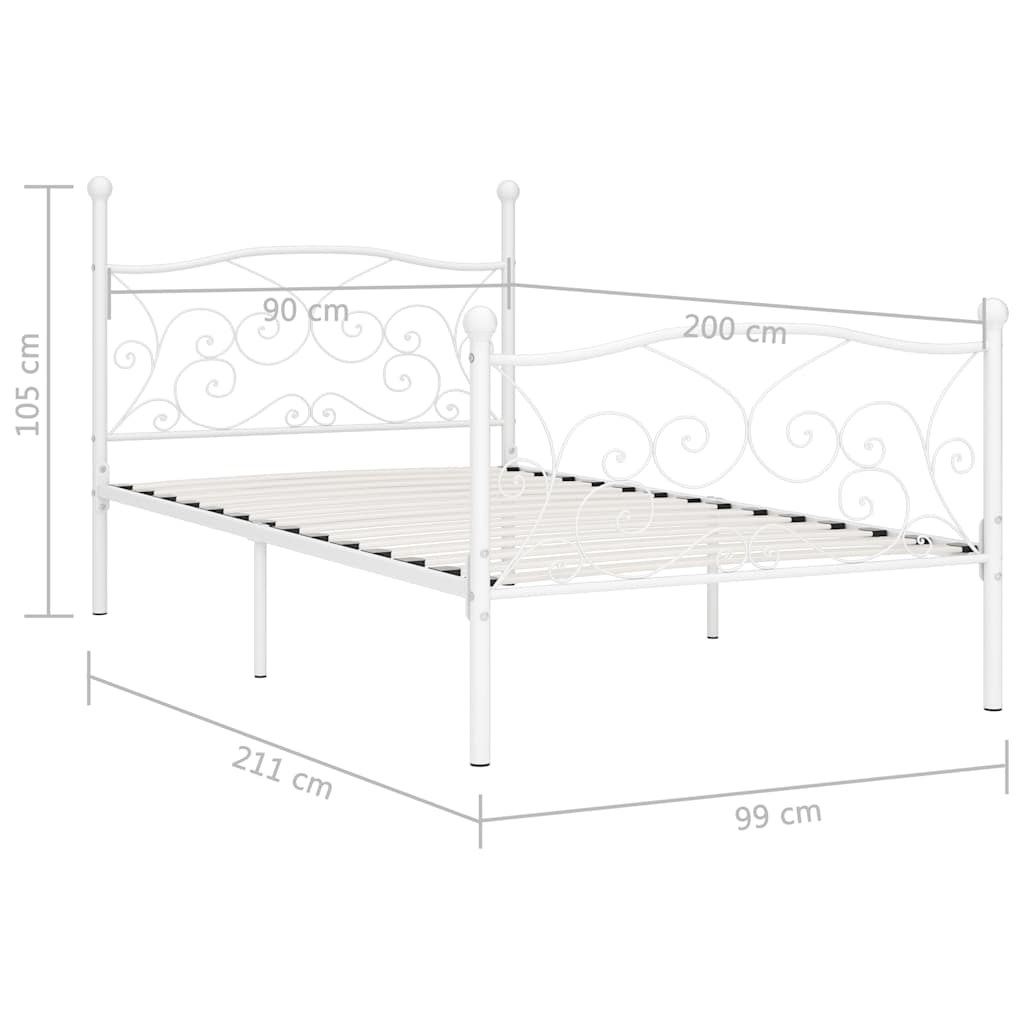 Giroletto Base con Doghe Bianco in Metallo 90x200 cm