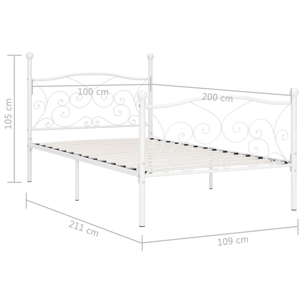Giroletto Base con Doghe Bianco in Metallo 100x200 cm | homemem39