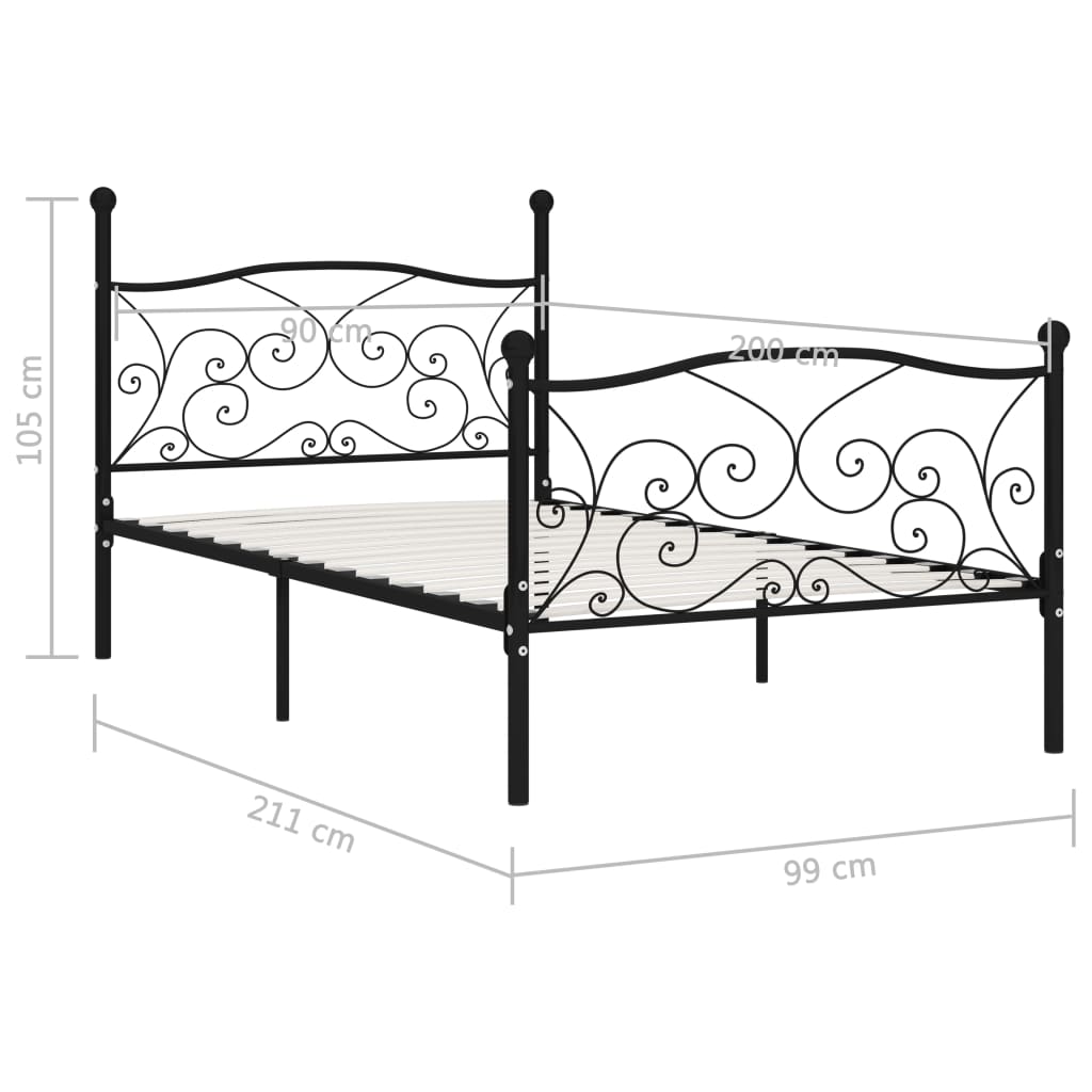Giroletto con Doghe Nero in Metallo 90x200 cm | homemem39