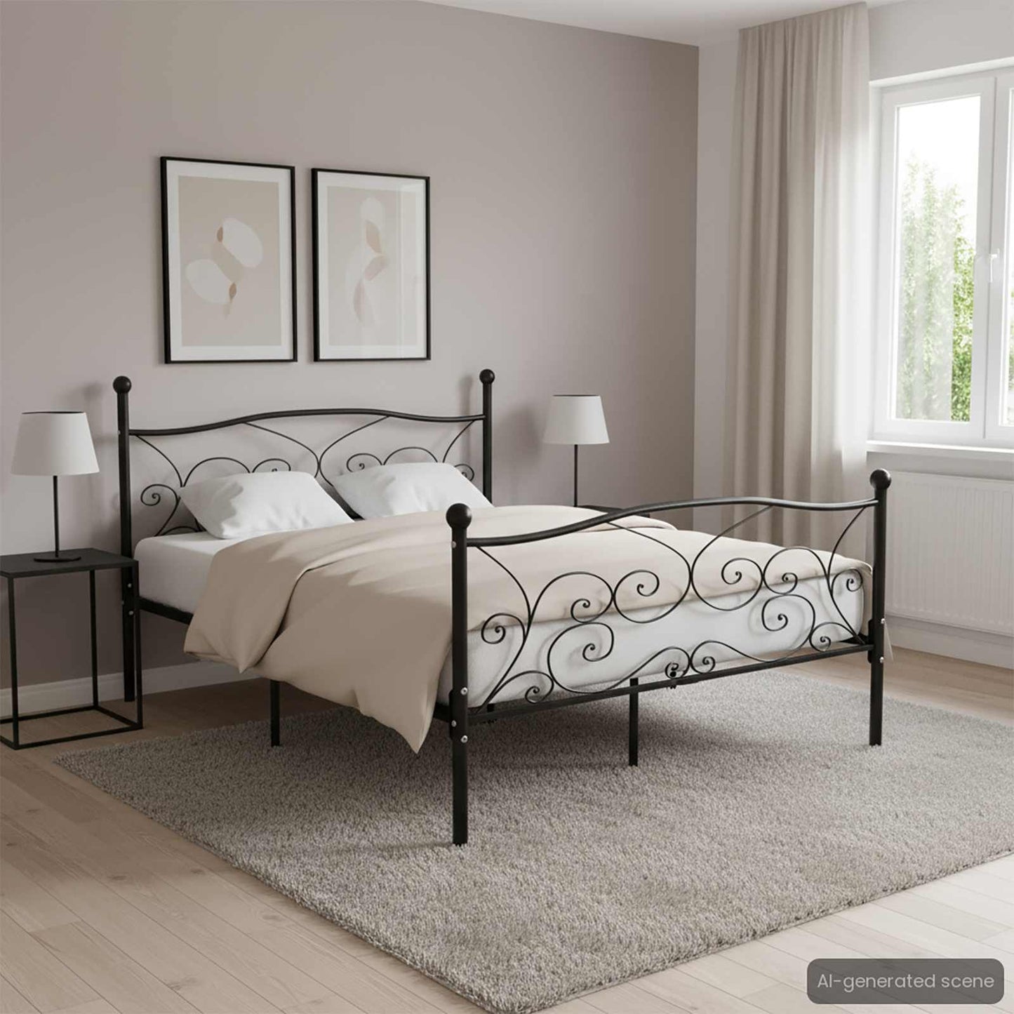 Giroletto con Doghe Nero in Metallo 120x200 cm
