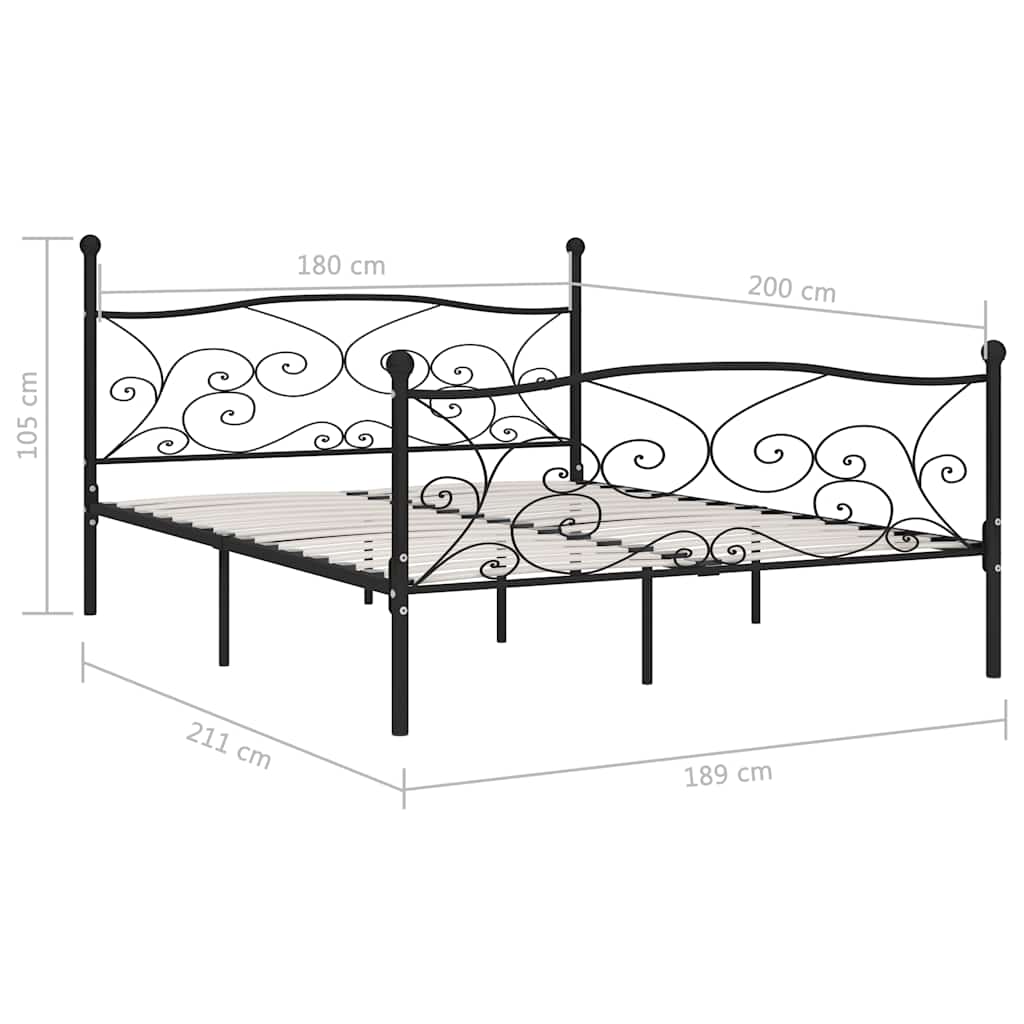 Giroletto con Doghe Nero in Metallo 180x200 cm