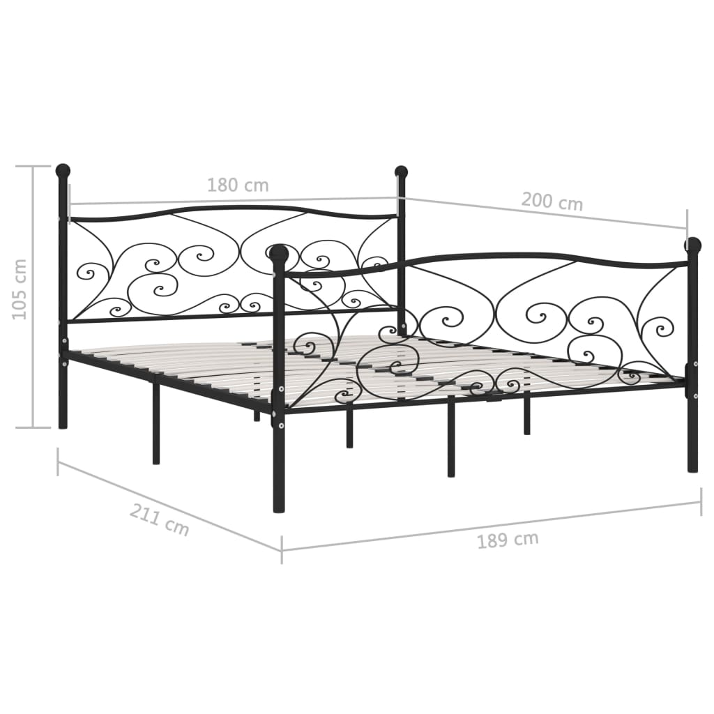 Giroletto con Doghe Nero in Metallo 180x200 cm