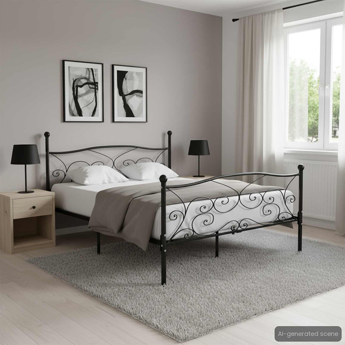 Giroletto con Doghe Nero in Metallo 180x200 cm