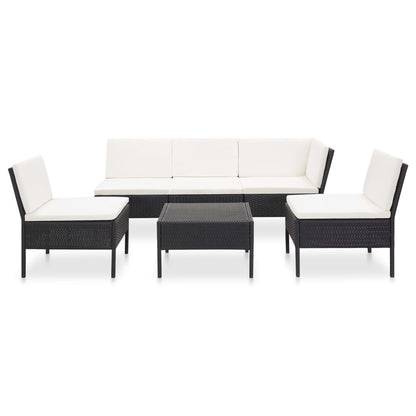 Set Divani da Giardino 6 pz con Cuscini in Polyrattan Nero | homemem39