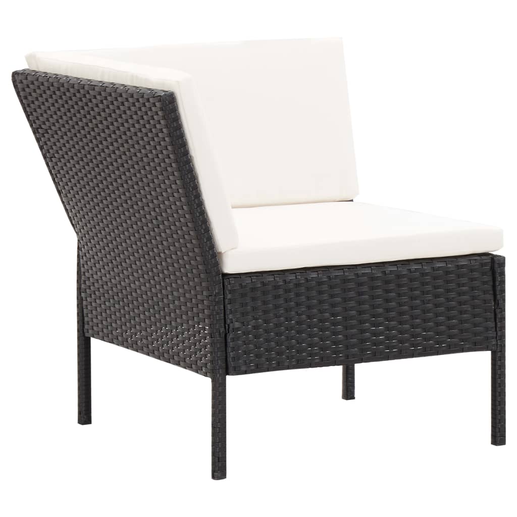 Set Divani da Giardino 6 pz con Cuscini in Polyrattan Nero | homemem39