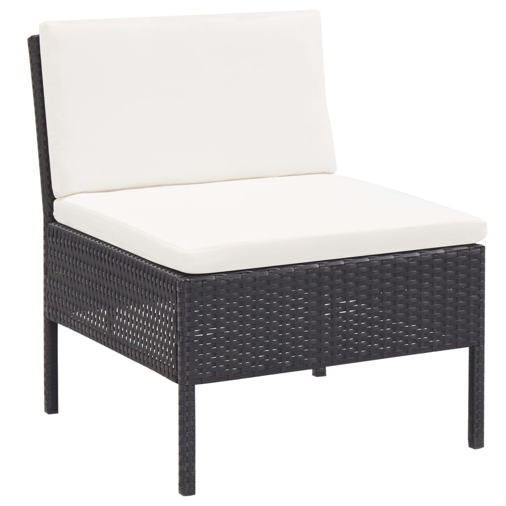 Set Divani da Giardino 6 pz con Cuscini in Polyrattan Nero | homemem39