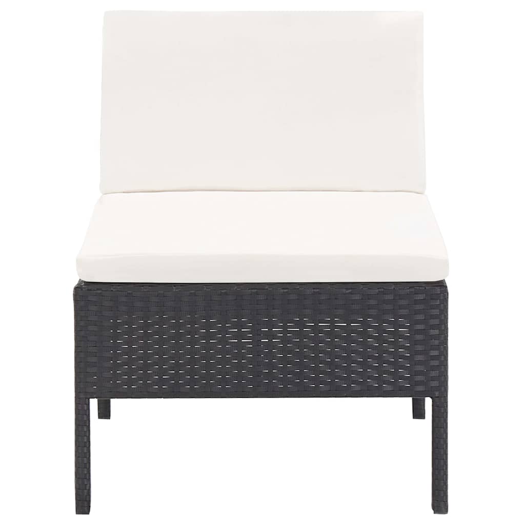 Set Divani da Giardino 6 pz con Cuscini in Polyrattan Nero