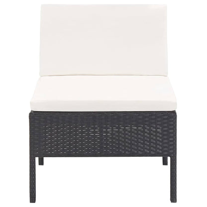 Set Divani da Giardino 6 pz con Cuscini in Polyrattan Nero