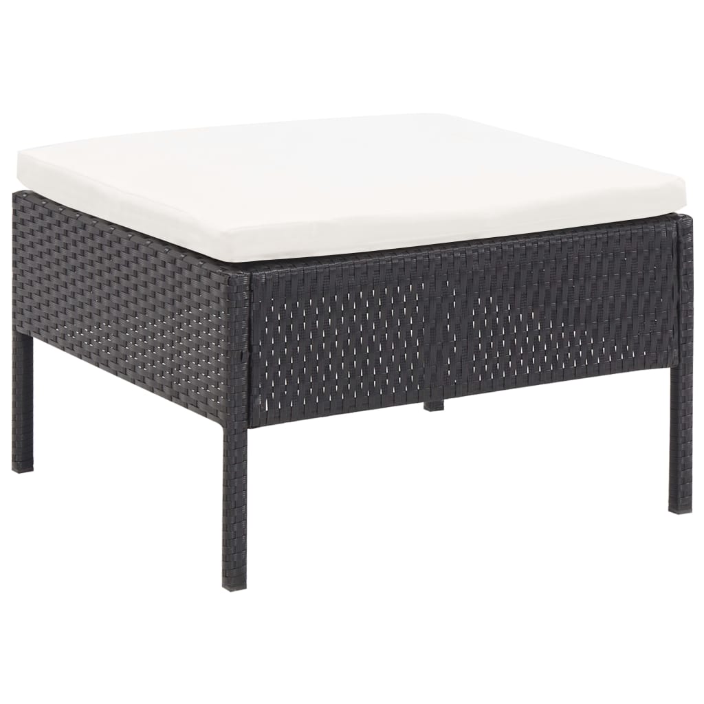 Set Divani da Giardino 6 pz con Cuscini in Polyrattan Nero | homemem39